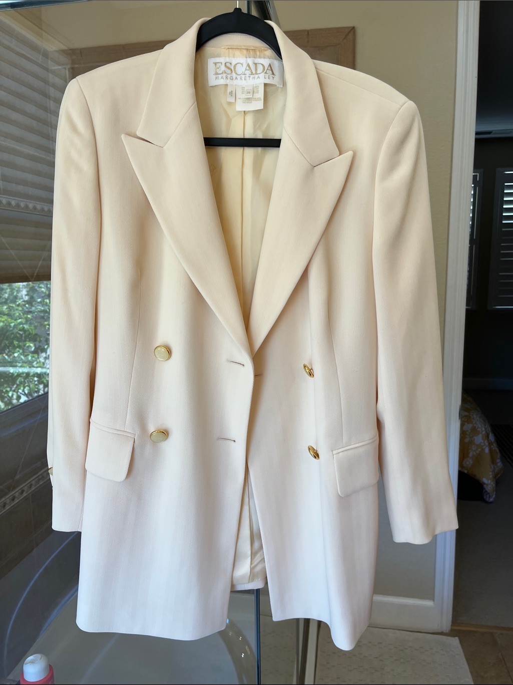 Escada Double-Breasted Ivory Blazer With Gold Buttons